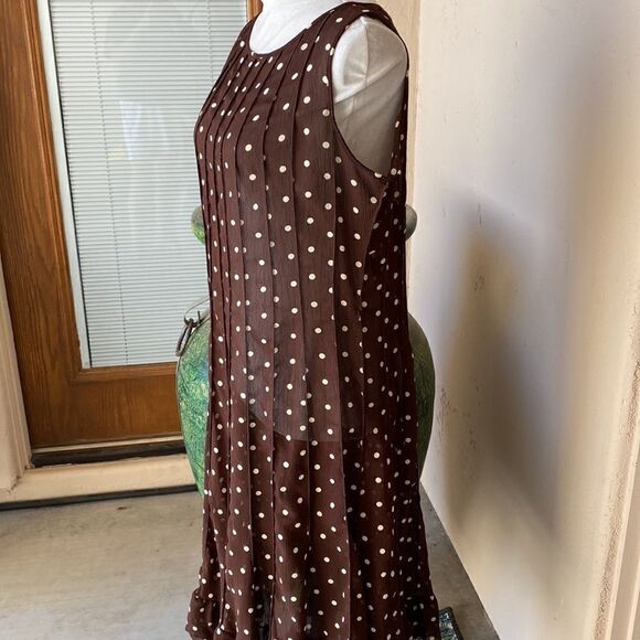 Sheer brown polka dot dress by Dressbarn size 14 - Picture 4 of 9